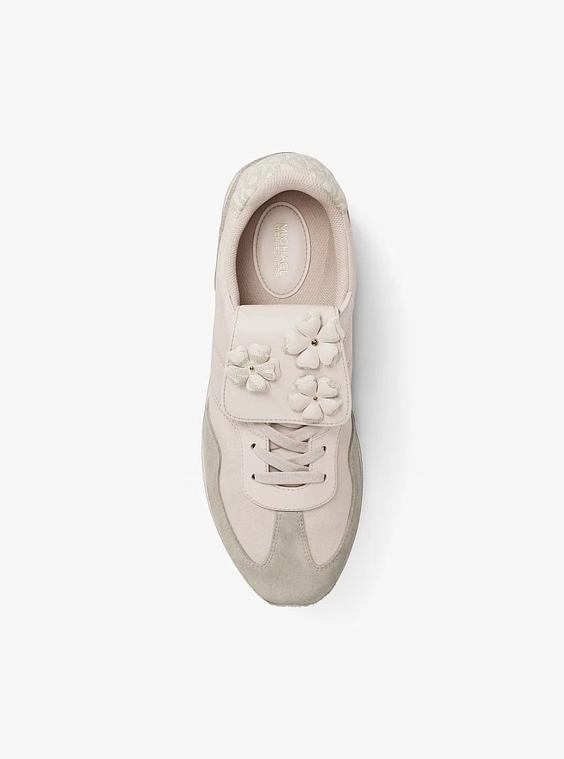 Michael Kors Essex Embellished Mixed-Media Trainer