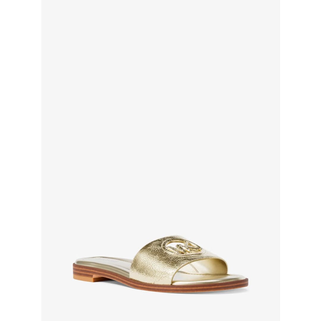 Michael Kors Carissa Crackled Metallic Slide Sandal