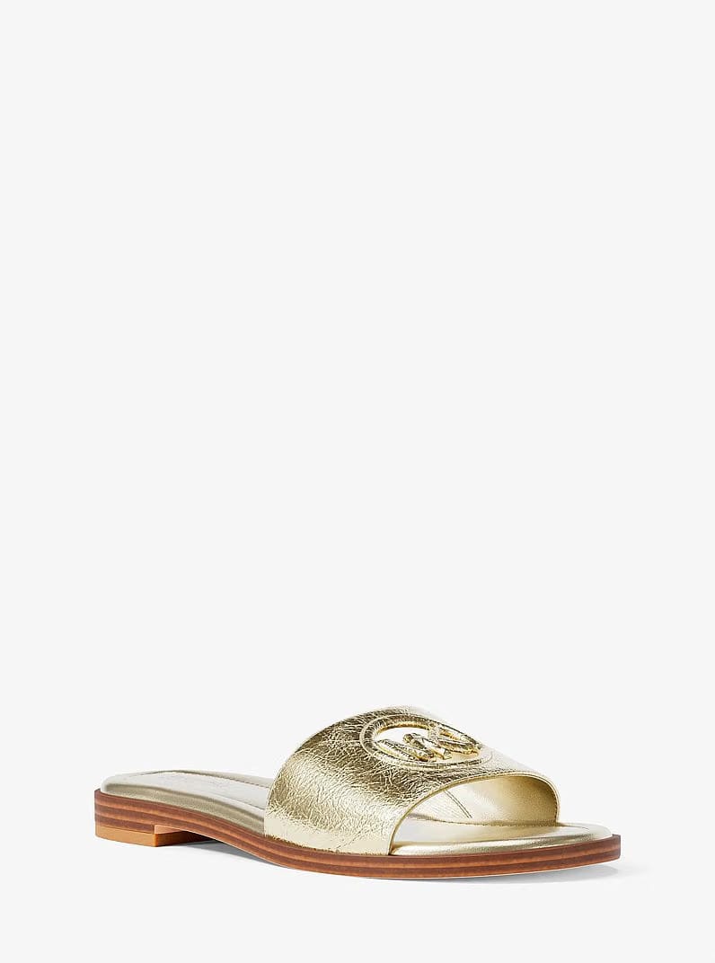 Michael Kors Carissa Crackled Metallic Slide Sandal
