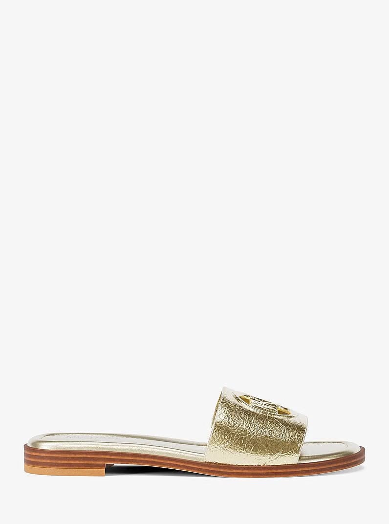 Michael Kors Carissa Crackled Metallic Slide Sandal