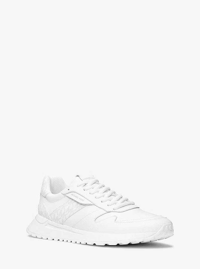 Michael Kors Dax Pebbled Leather and Logo Trainer