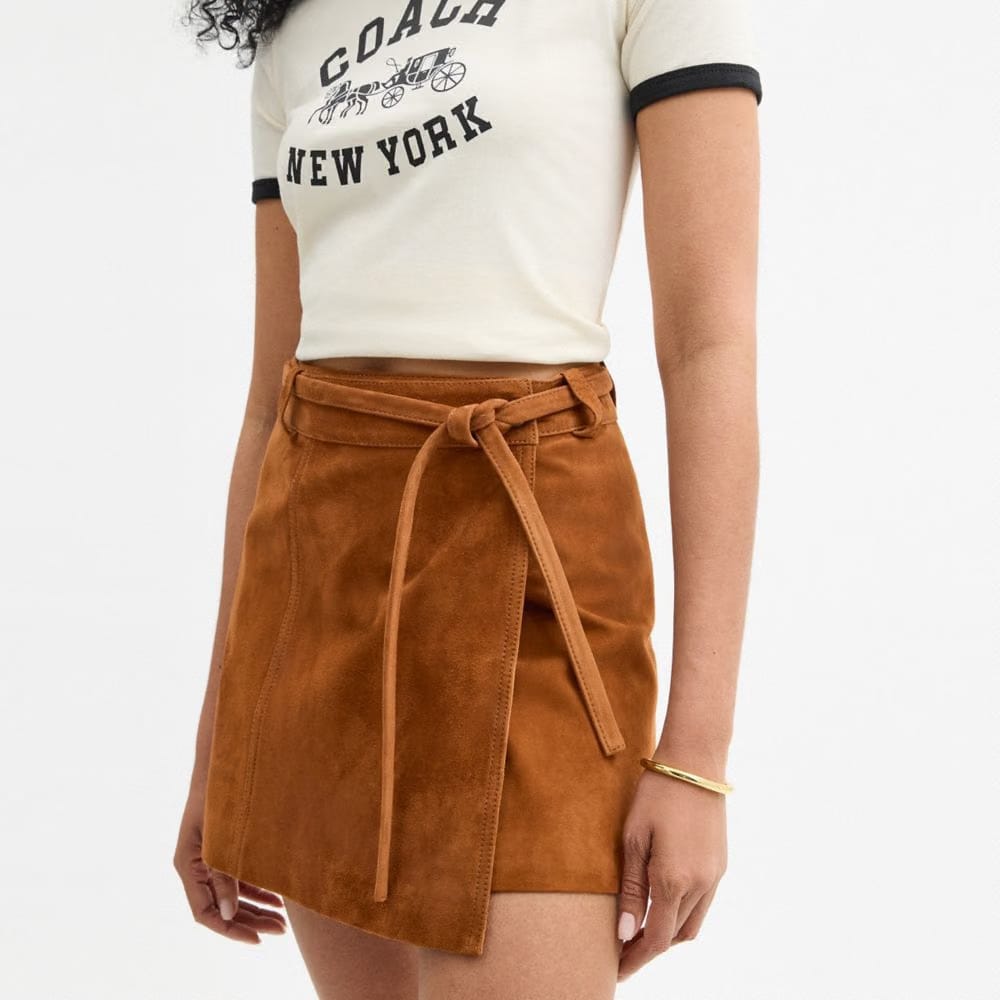 Coach Suede Skirt Warm Brown