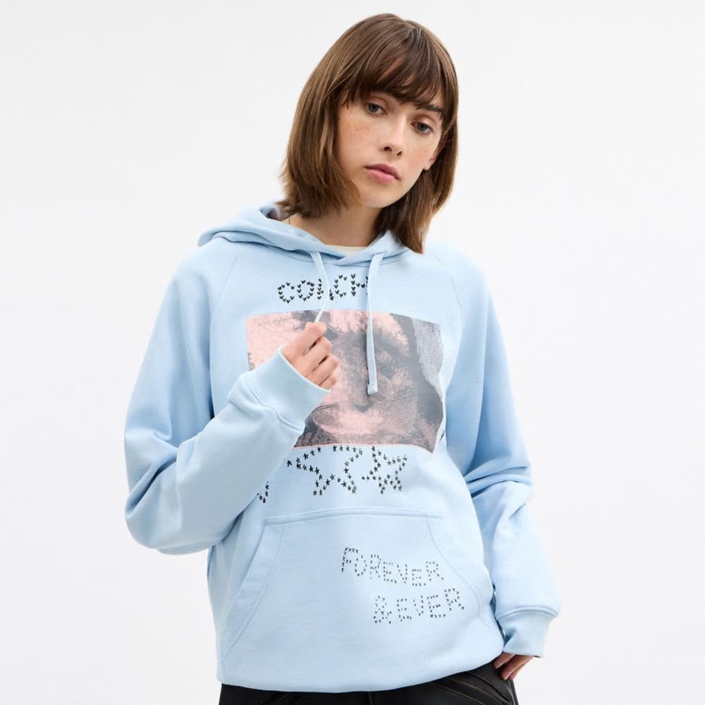 Coach Floppy Hoodie Light Blue