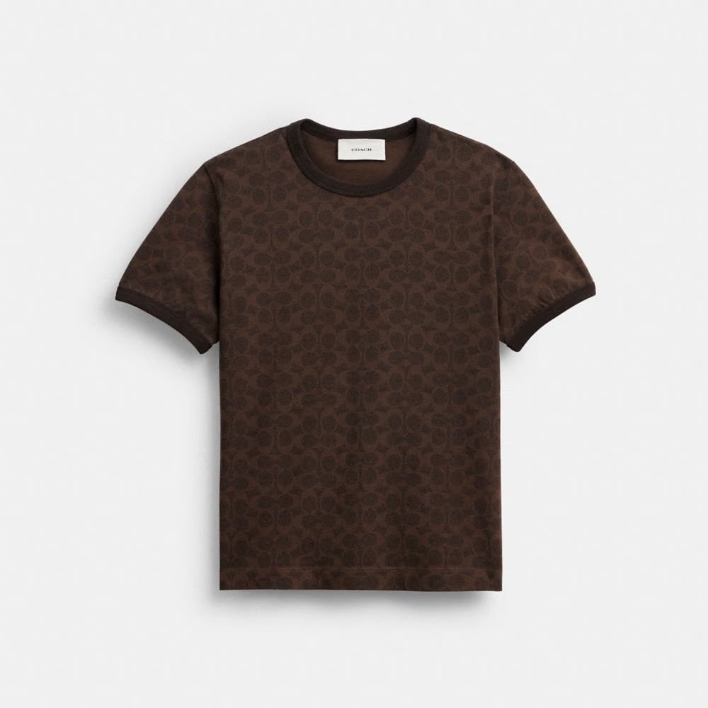 Coach Signature Ringer T-Shirt Brown Signature