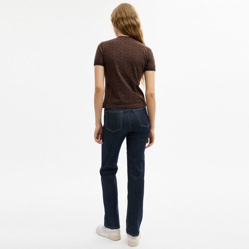 Coach Signature Ringer T-Shirt Brown Signature