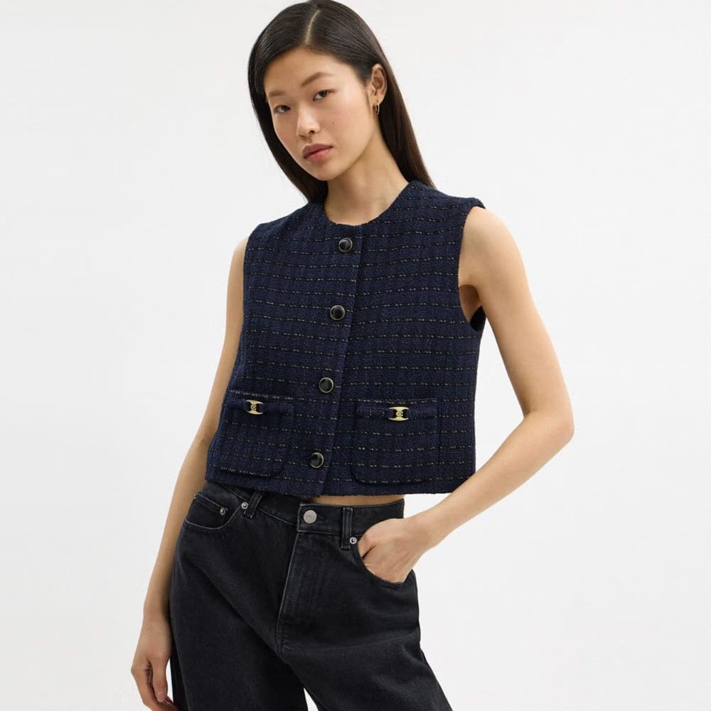 Coach Heritage C Boucle Vest Navy