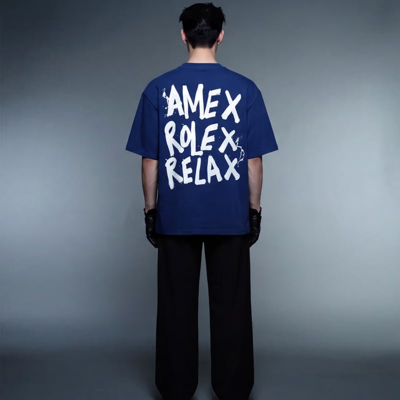 Amex Rolex Relax Blue Oversized T-Shirt