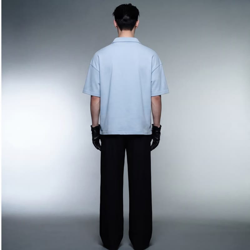 Blacklist Club Ice Blue Oversized Quarter Zip T-Shirt