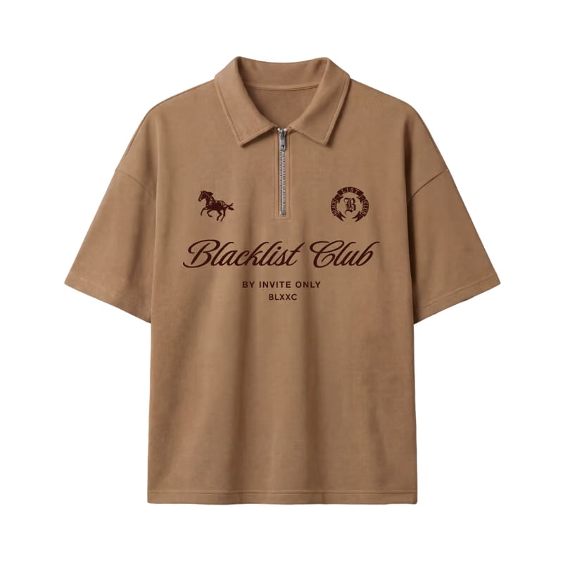 Blacklist Club Sand Oversized Quarter Zip T-Shirt