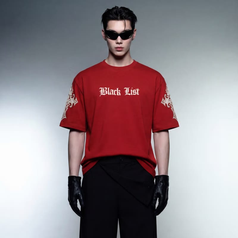 Blacklist Crosses Red Oversized T-Shirt