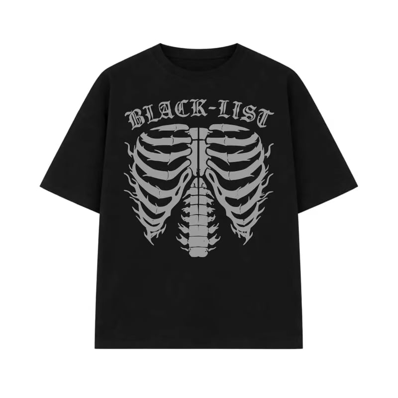 Chrome Black Oversized Sketeton T-Shirt