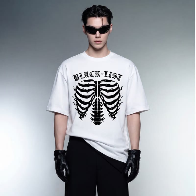 Chrome White Oversized Sketeton T-Shirt