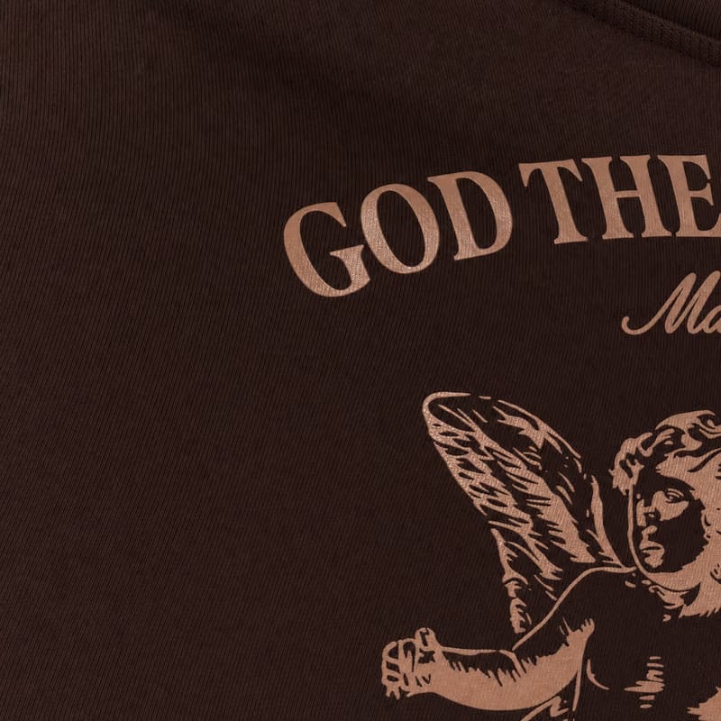 Heaven Made Brown Oversized Quarter Zip T-Shirt