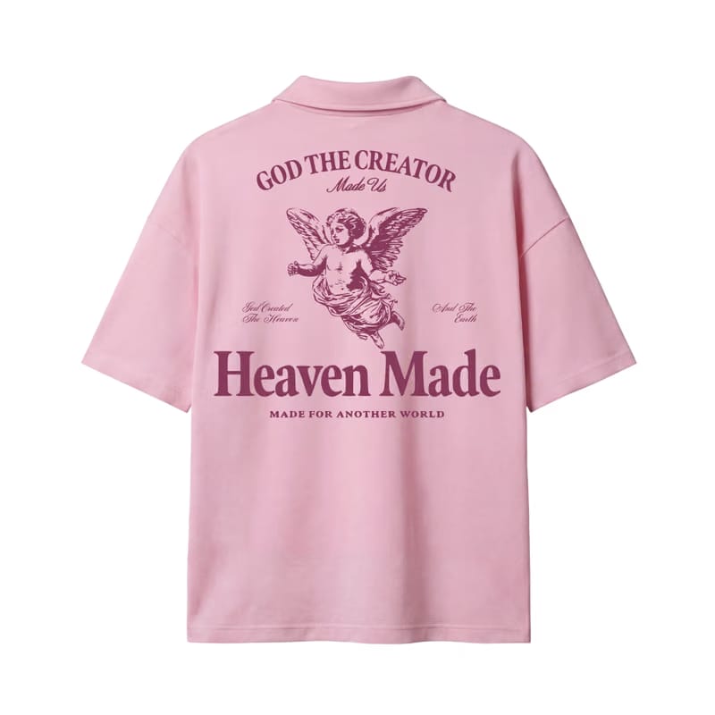 Heaven Made Pink Oversized Quarter Zip T-Shirt