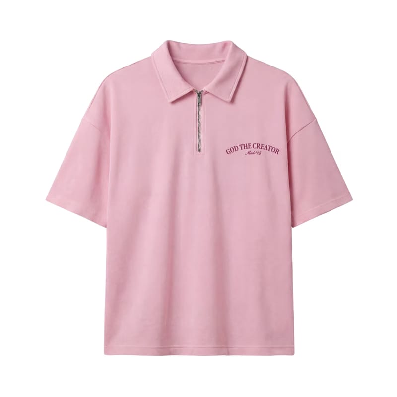 Heaven Made Pink Oversized Quarter Zip T-Shirt
