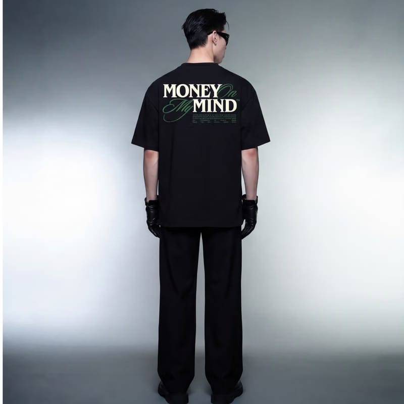 Money on My Mind Black Oversized T-Shirt