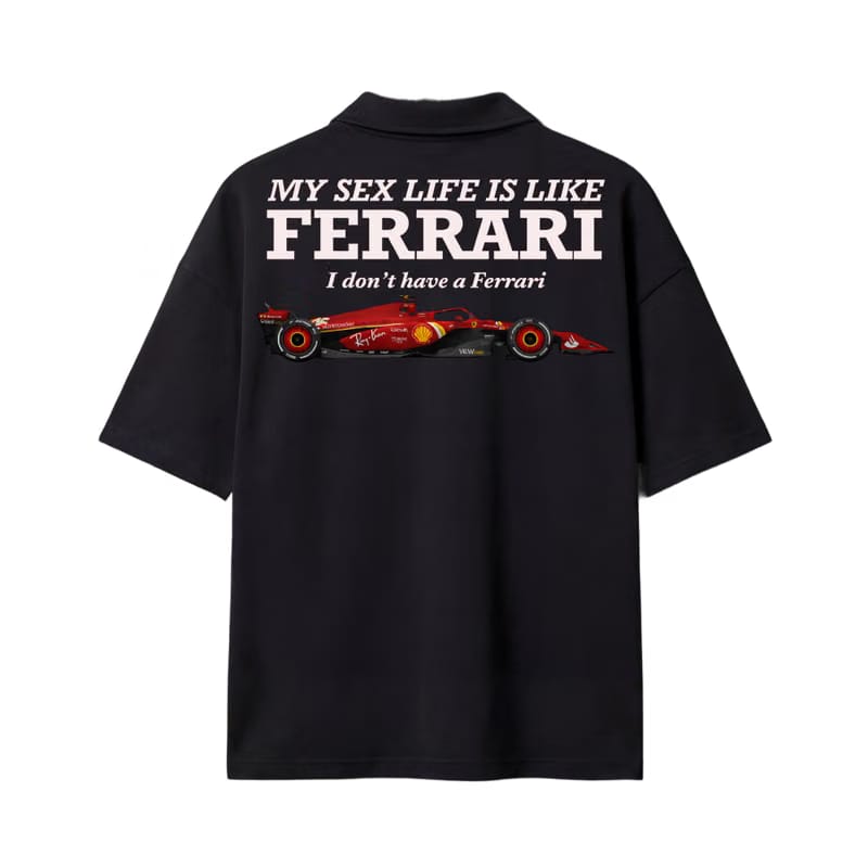 My Sex Life Is Like Ferrari Black Oversized Quarter Zip T-Shirt