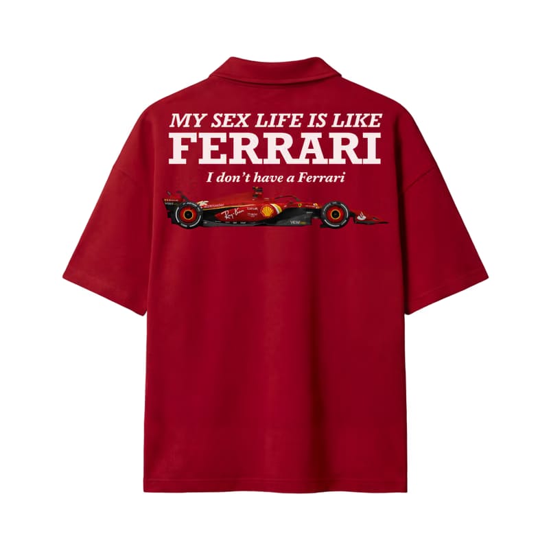 My Sex Life Is Like Ferrari Red Oversized Quarter Zip T-Shirt