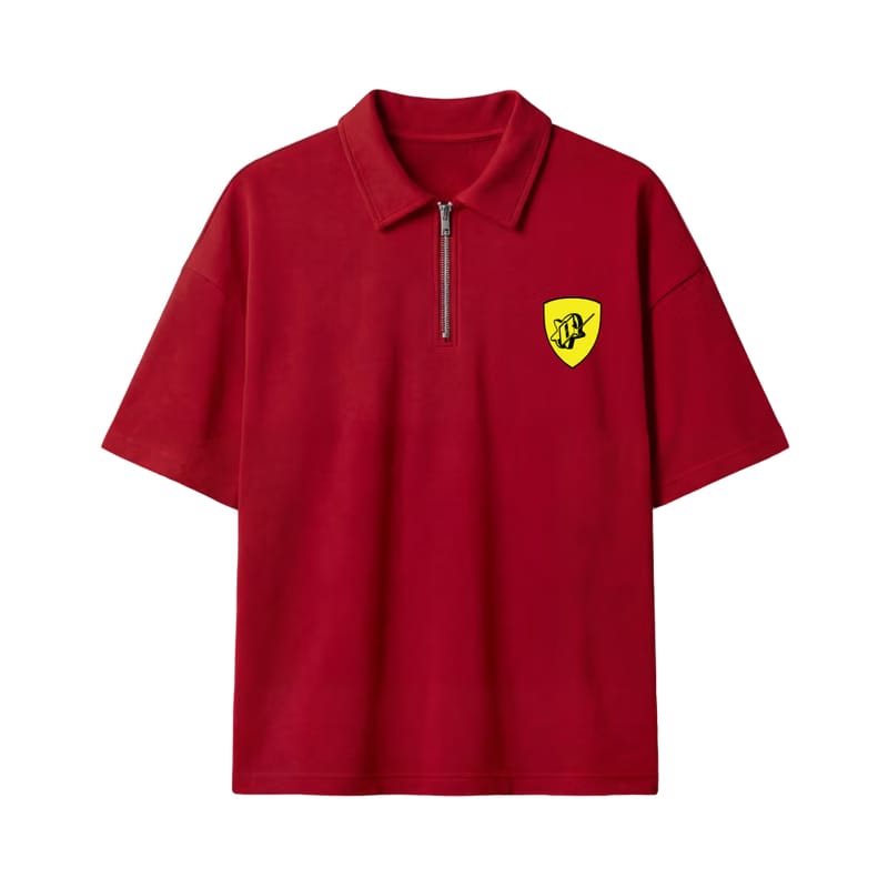 My Sex Life Is Like Ferrari Red Oversized Quarter Zip T-Shirt