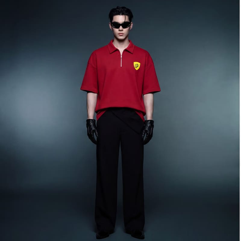 My Sex Life Is Like Ferrari Red Oversized Quarter Zip T-Shirt