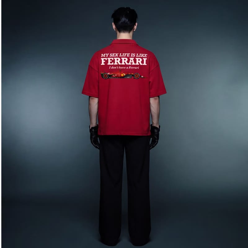 My Sex Life Is Like Ferrari Red Oversized Quarter Zip T-Shirt