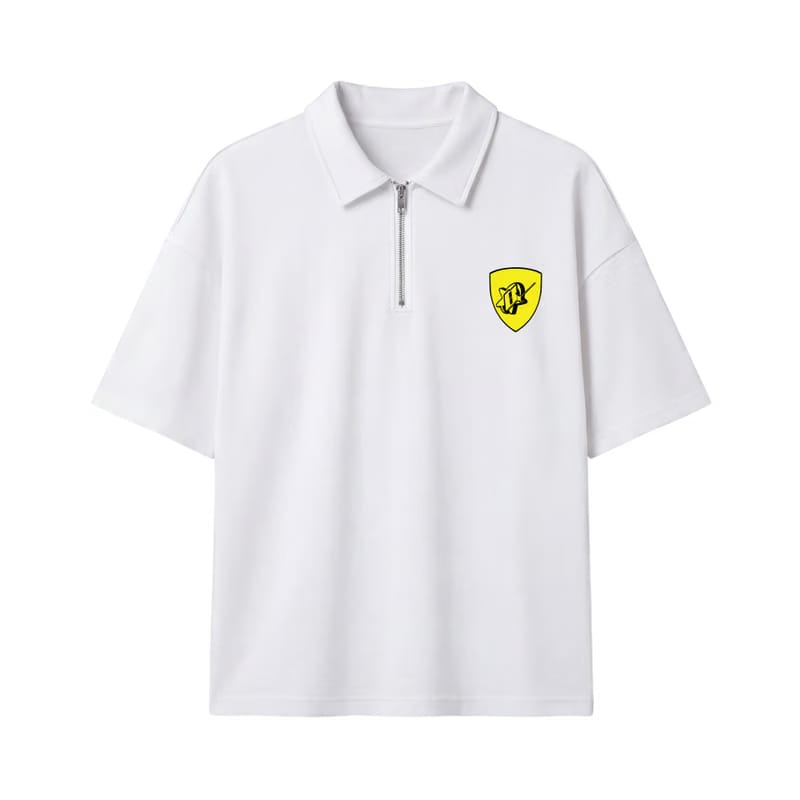 My Sex Life Is Like Ferrari White Oversized Quarter Zip T-Shirt