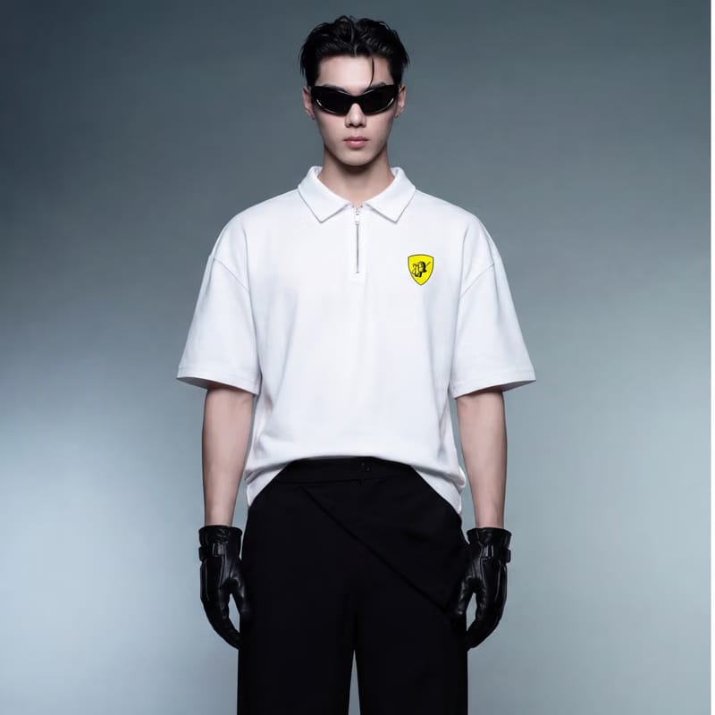 My Sex Life Is Like Ferrari White Oversized Quarter Zip T-Shirt