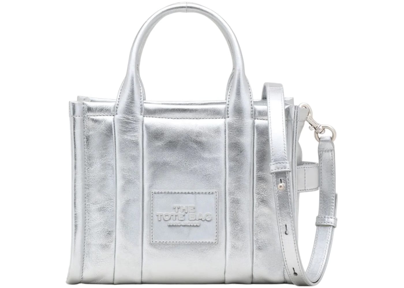 Marc Jacobs The Metallic Leather Small Tote Silver