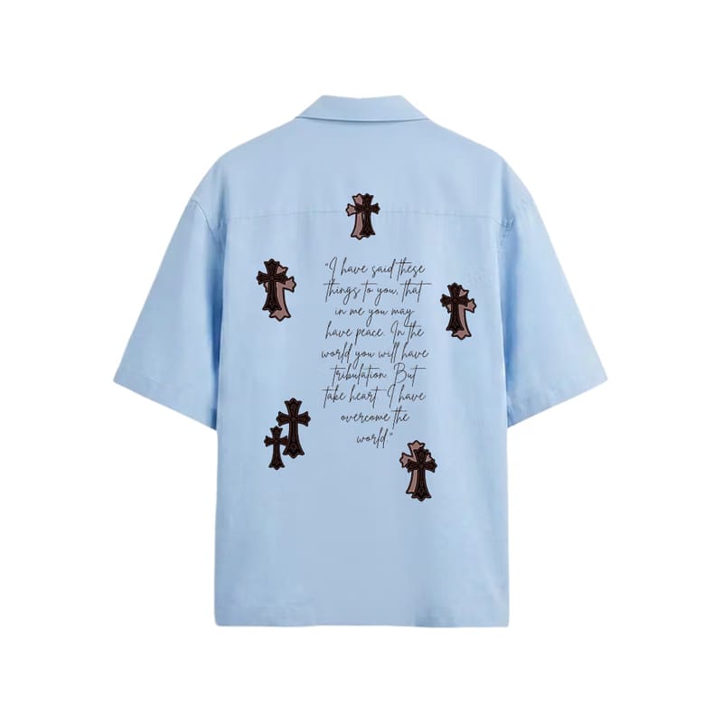 Brown Cross Blacklist Ice Blue Bowling Shirt