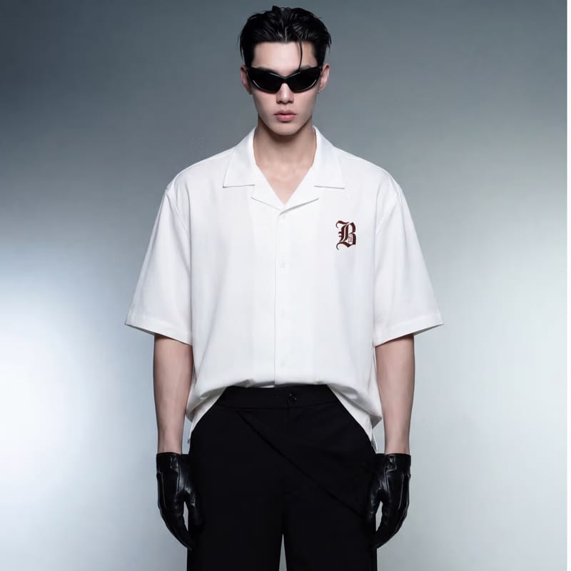 Brown Cross Blacklist White Bowling Shirt
