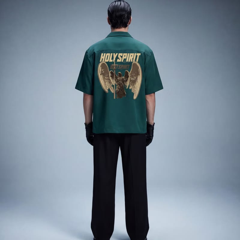 Holy Spirit Blacklist Green Forest Bowling Shirt