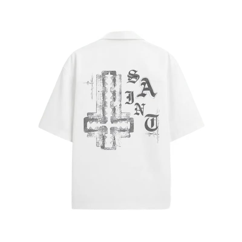 Saint Cross Blacklist White Bowling Shirt