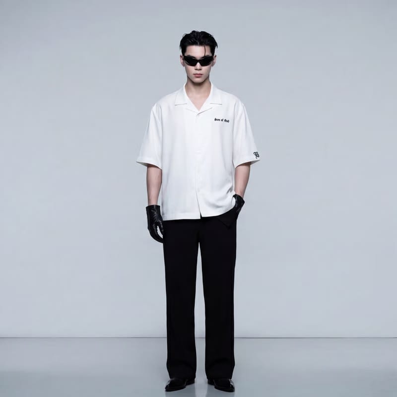 Saint Cross Blacklist White Bowling Shirt