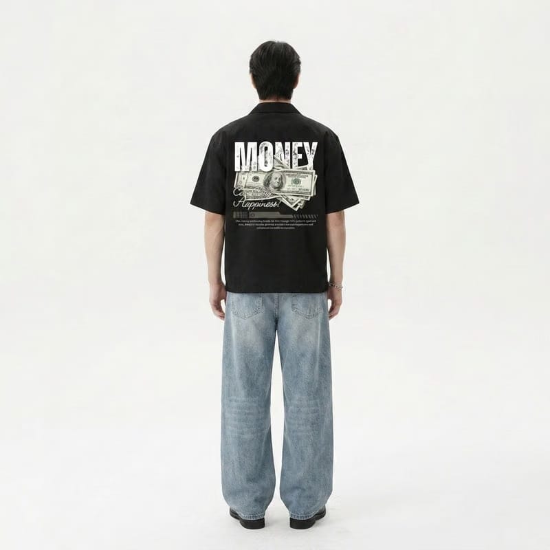 Money Can Buy Happiness Be Autyst Black Bowling Shirt