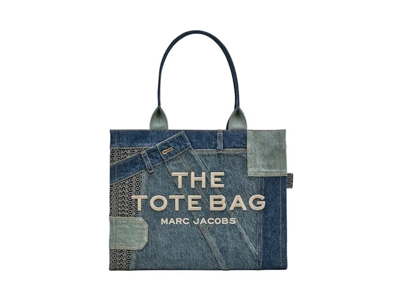 Marc Jacobs The Large Deconstructed Denim Tote Indigo Multi