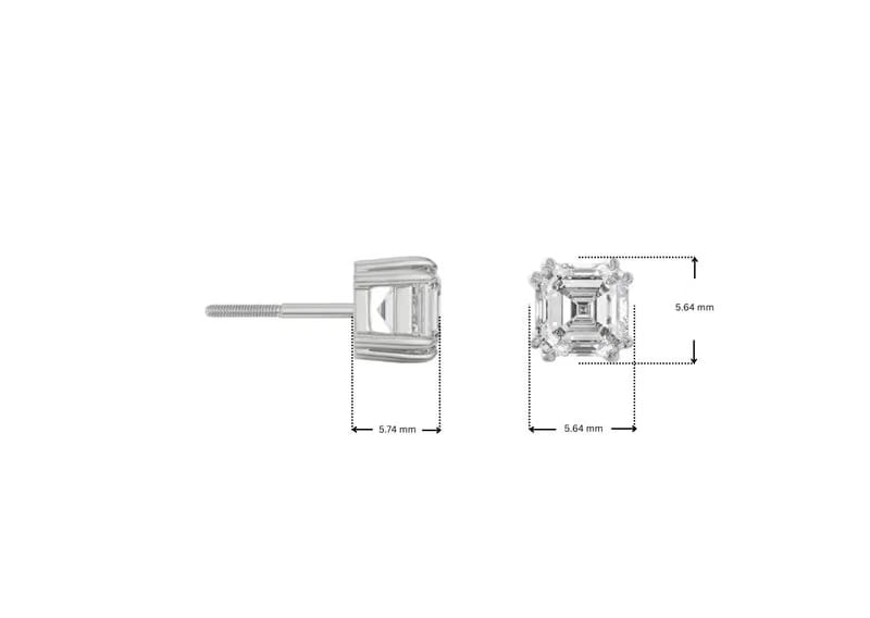 0.5 CT Asscher Lab Grown Diamond Studs