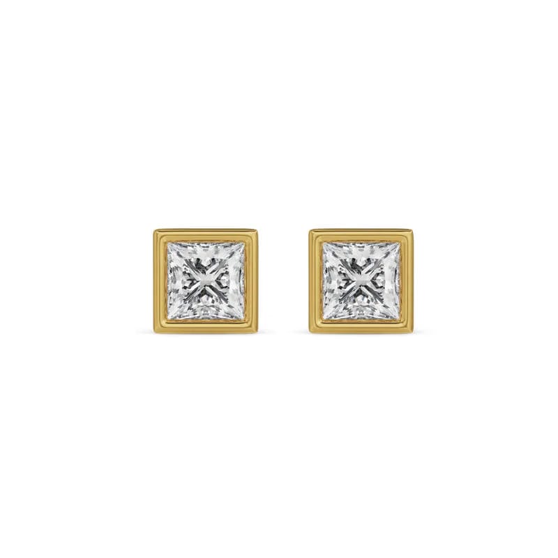 0.5 CT Bezel Princess Lab Grown Diamond Solitaire Studs 9KT