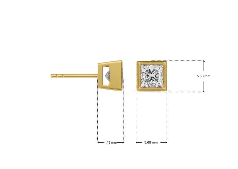 0.5 CT Bezel Princess Lab Grown Diamond Solitaire Studs 9KT