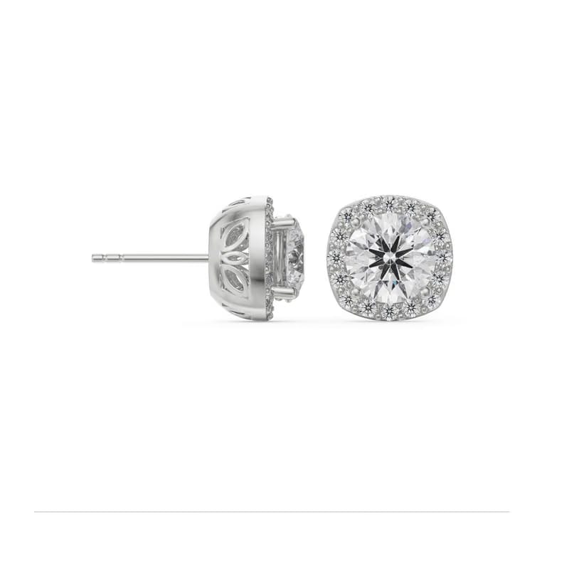 0.5 CT Halo Cushion Cut Lab Grown Diamond Studs 9KT