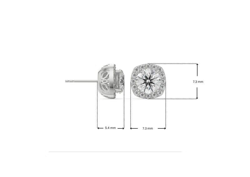 0.5 CT Halo Cushion Cut Lab Grown Diamond Studs 9KT