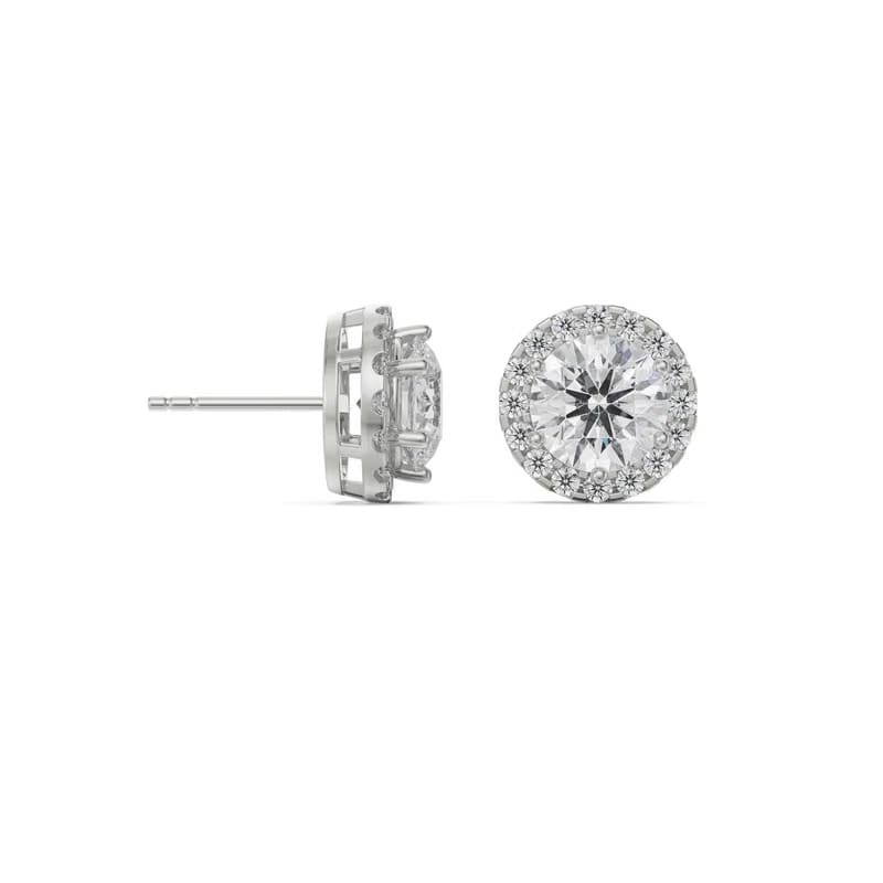 0.5 CT Halo Lab Grown Diamond Solitaire Earrings 9KT