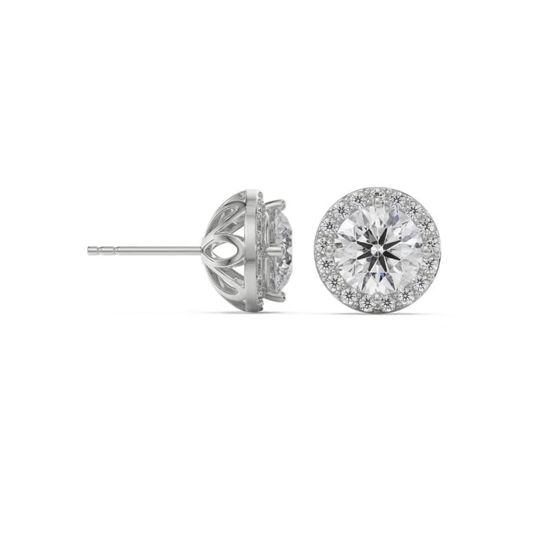 0.5 CT Halo Lab Grown Diamond Solitaire Studs