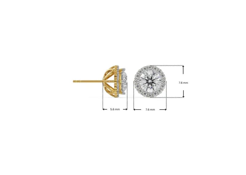 0.5 CT Halo Round Lab Grown Diamond Solitaire Studs