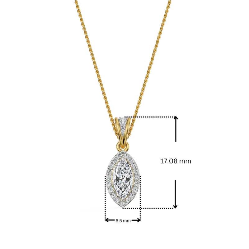 0.5 CT Marquise Halo Lab Diamond Pendant