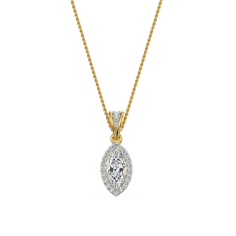 0.5 CT Marquise Halo Lab Diamond Pendant 9KT