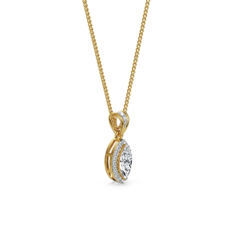 0.5 CT Marquise Halo Lab Diamond Pendant 9KT