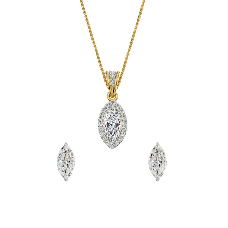 0.5 CT Marquise Lab Grown Diamond Pendant Set