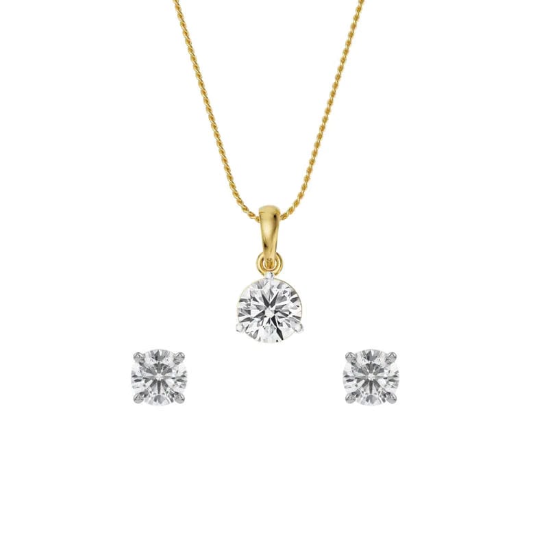 0.5 CT Round Solitaire Lab Grown Diamond Pendant Set