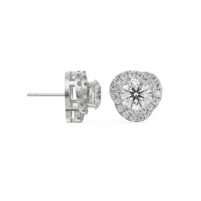 0.5 CT Swirl Halo Lab Grown Diamond Earrings