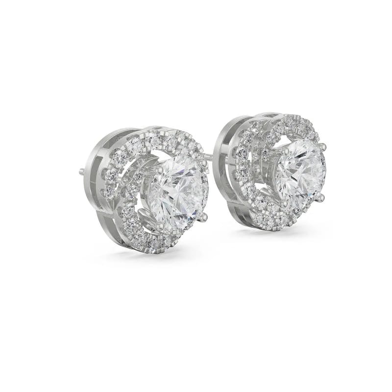 0.5 CT Swirl Halo Lab Grown Diamond Earrings 9KT